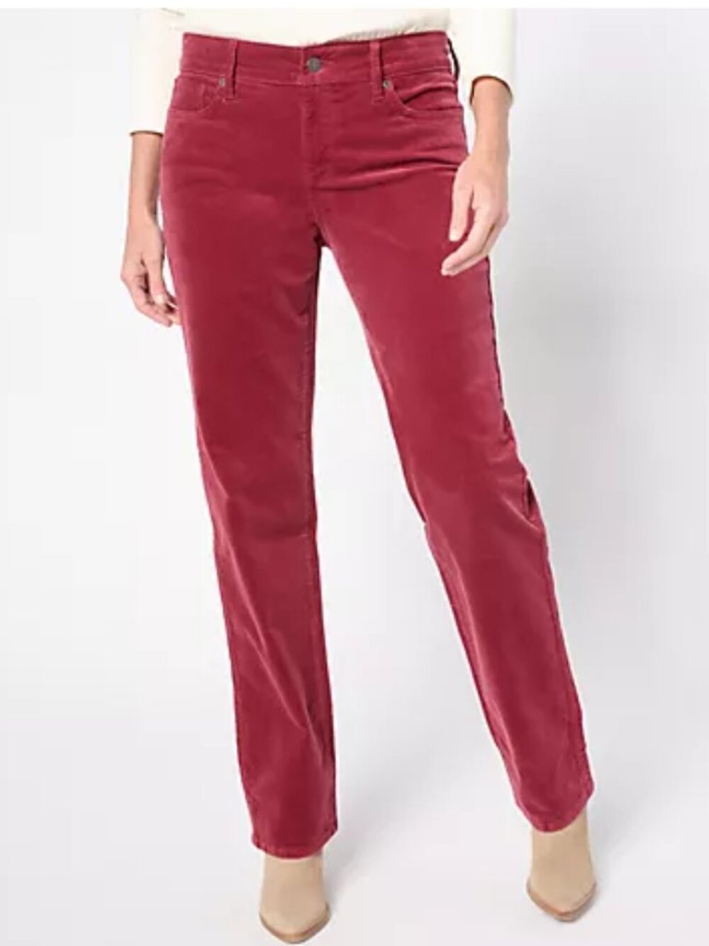 NYDJ Petite Marilyn Straight Corduroy Pant - Cranberry Pie